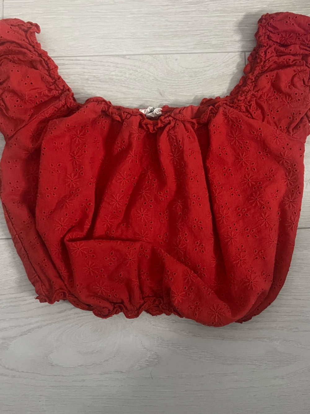 Garage Red Eyelet Crop Top for Kids